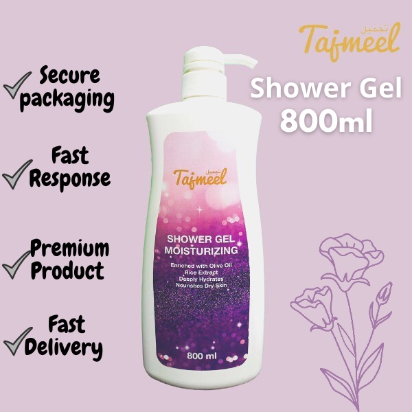 TAJMEEL SHOWER GEL 800ML OLIVE OIL RICE EXTRACT MOITURIZE & NOURISHES