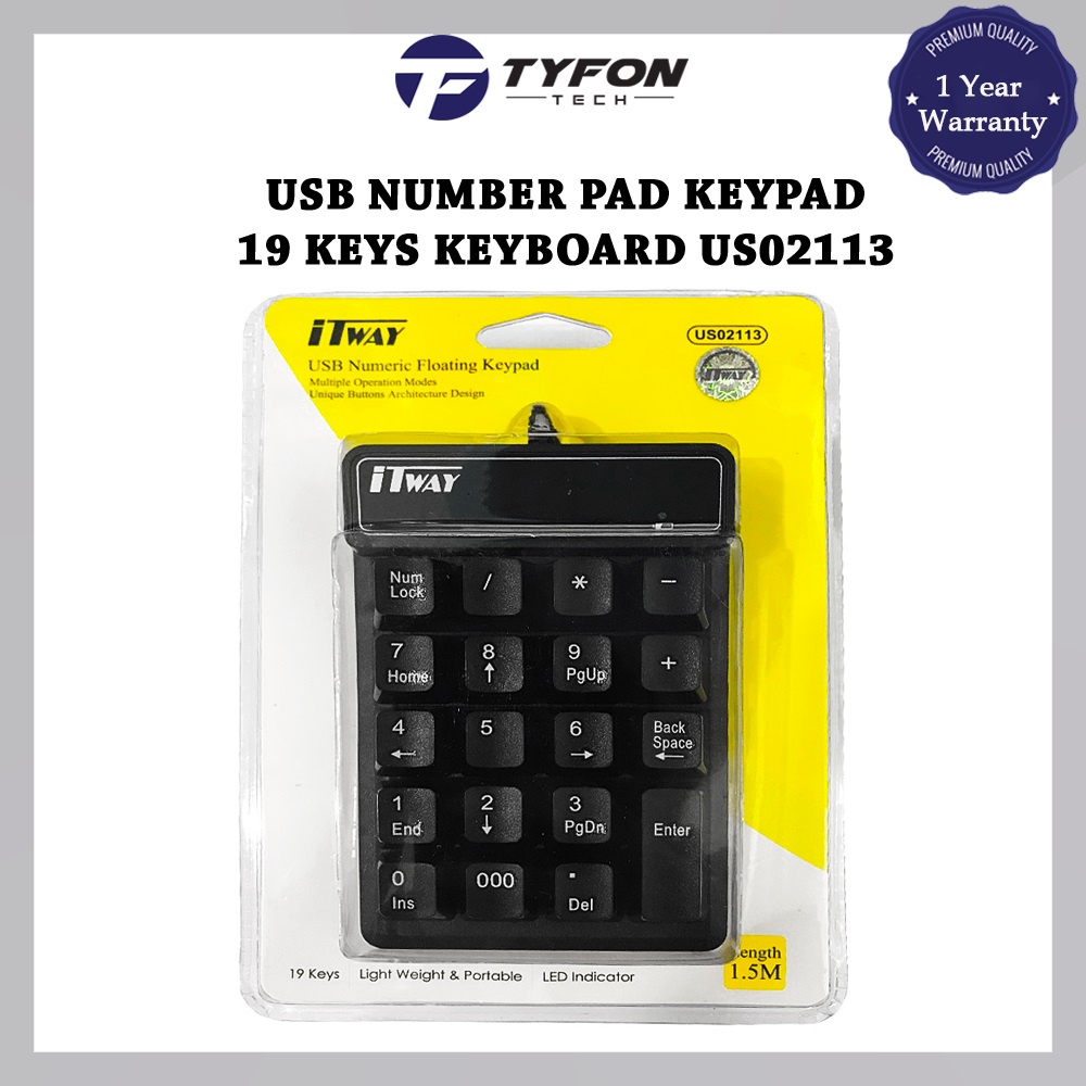 USB Number Pad Numpad Numberic Keypad 19 Keys Keyboard Black (US02113