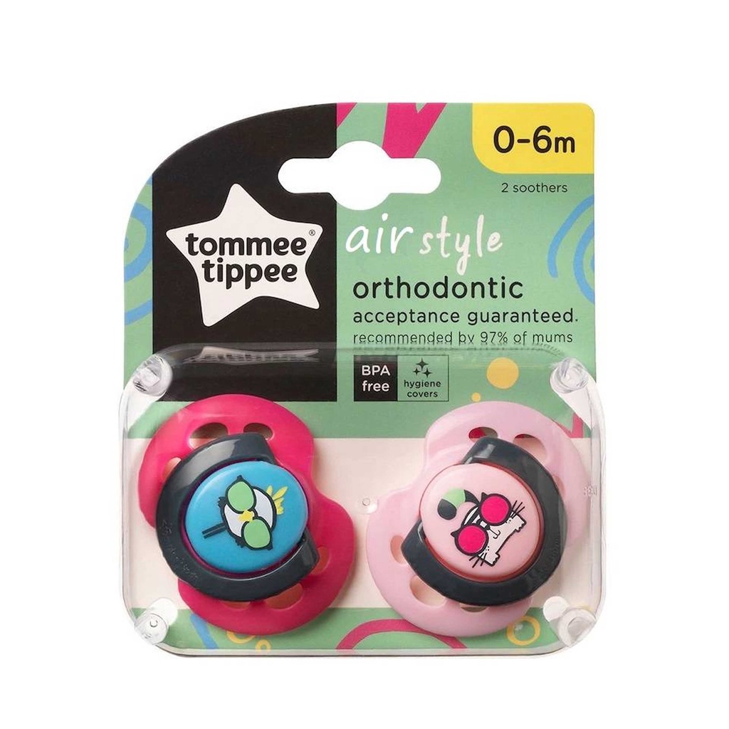 Tommee Tippee Air Style Soothers / Glow In The Dark Night Time Twin