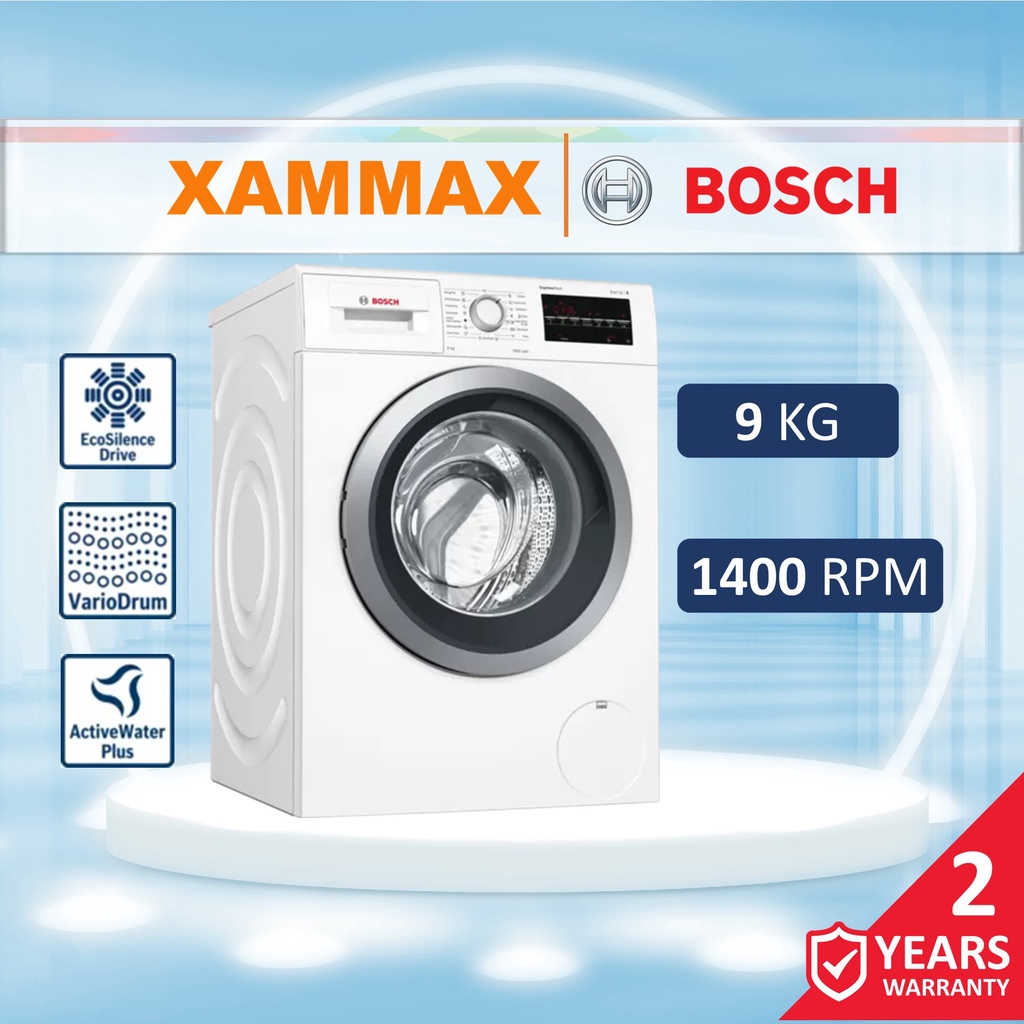 BOSCH WAT28482SG Serie 6 Front Load Washing Machine / 9KG / 1400 RPM / Wash / Rinse / Spin