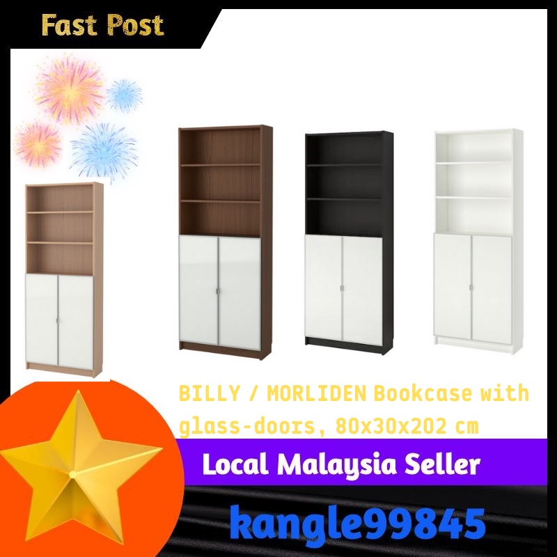 IKEA BILLY / MORLIDEN Bookcase with glassdoors, 80x30x202 cm Shopee Malaysia