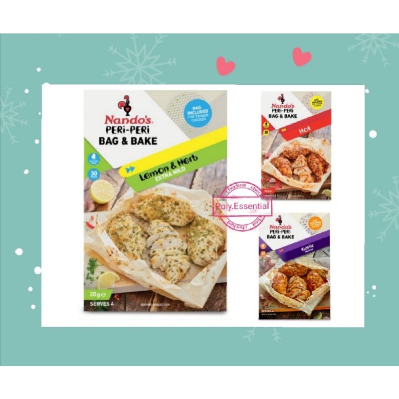 Nando's Periperi Bag &Bake Garlic / Lemon & Herb/ Hot (20g) Shopee