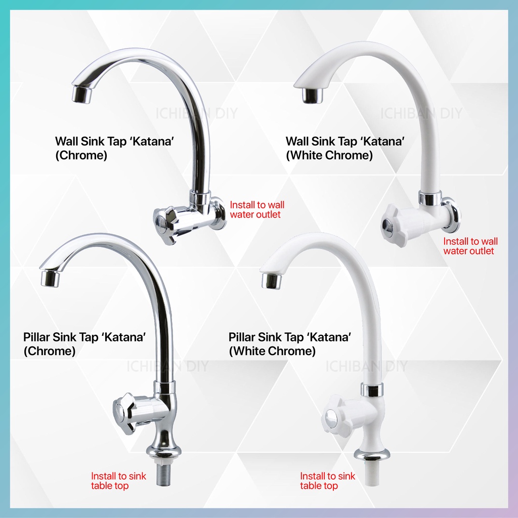 WATERTEC Pillar / Wall Sink Tap K4tana 103 N Wtc Chrome White Kitchen