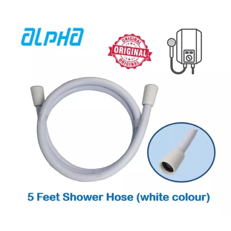 100 Original Alpha Water Heater Shower Hose Silver & White Shopee