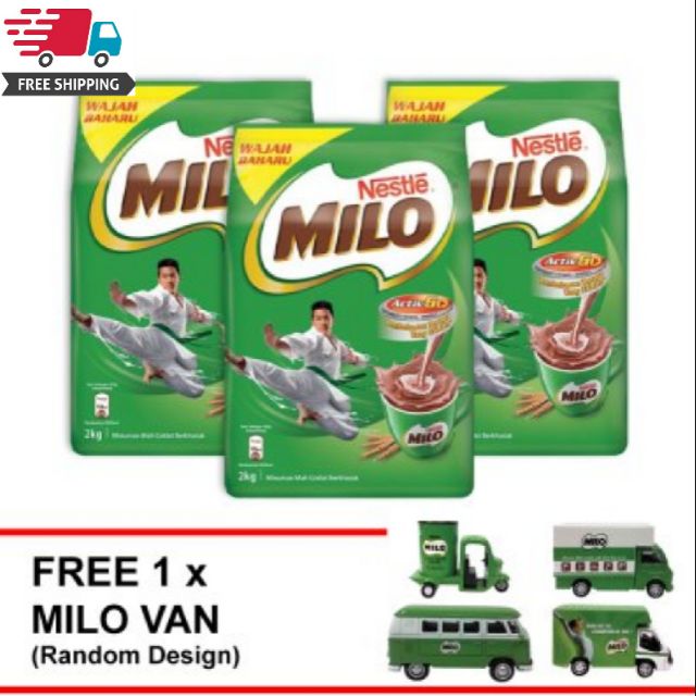 Milo 2kg x 3pack with free gift milo van (random design) (FREE SHIPPING) Shopee Malaysia