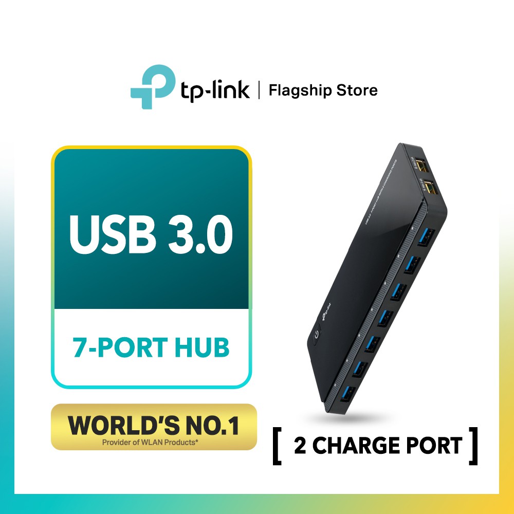 TPLink USB 3.0 7Port Portable Plug and Play Hub with 2 Exclusive 5V/2
