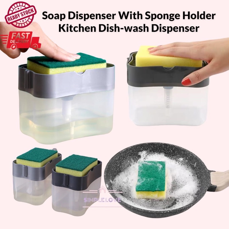 🔥Ready Stock🔥 Soap Dispenser with Sponge Holder / Kitchen Dishwash