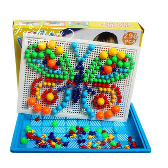 🔥Ready Stock🔥 296 Pieces Mushroom Nail Pegboard Jigsaw Puzzle Creative