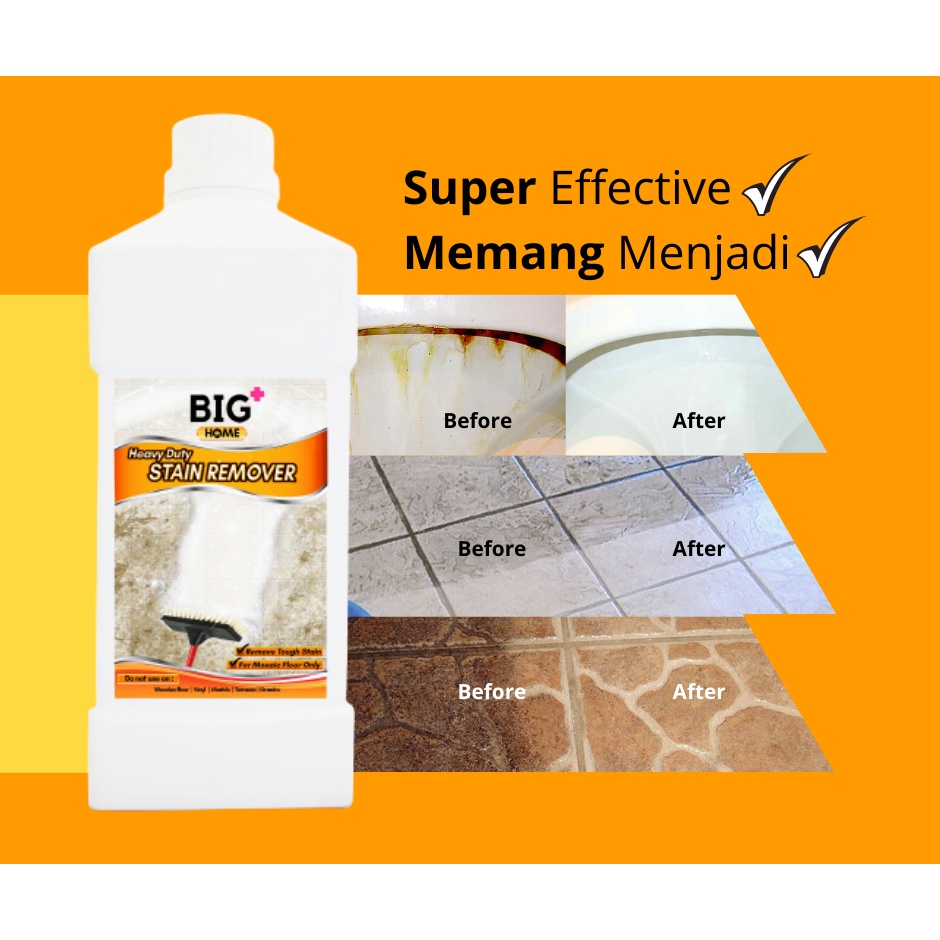 BIG+ Heavy Duty Stain Remover Toilet Floor Cleaner Liquid 1L/500ML Cement Tiles Mozek Lantai Mop