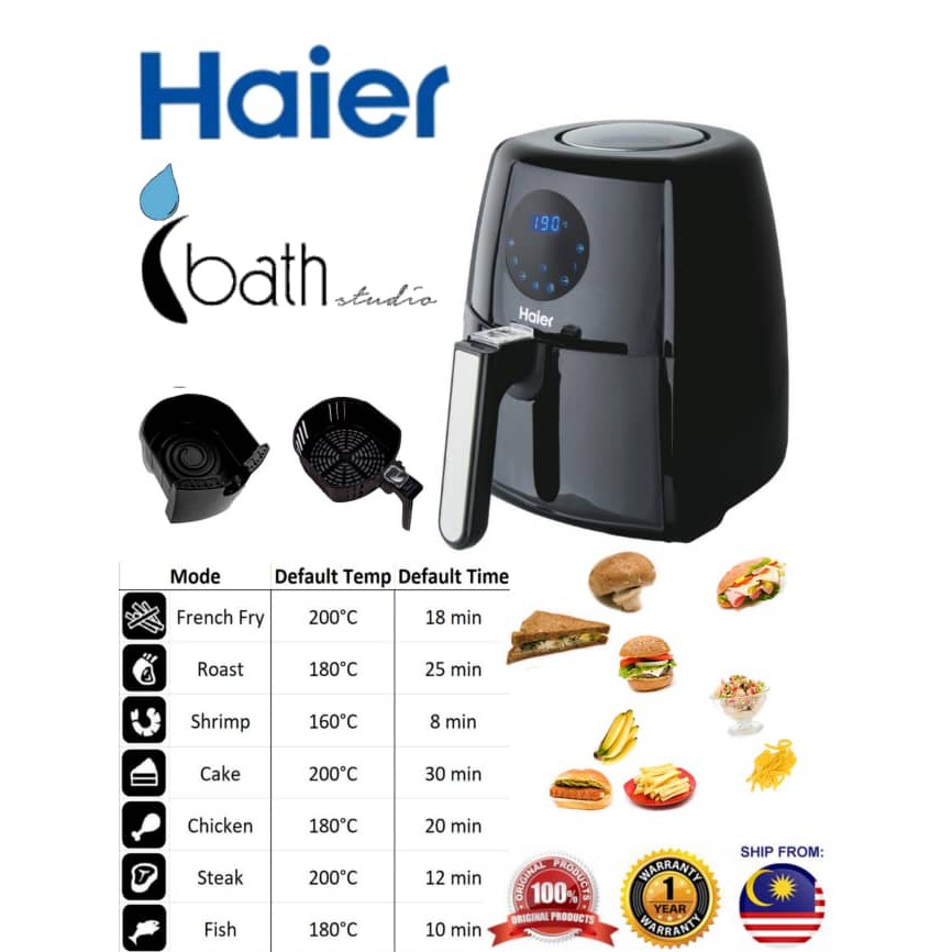 Haier 2021 NEW Digital Electric Air Fryer 2.5L With Touch Control LED