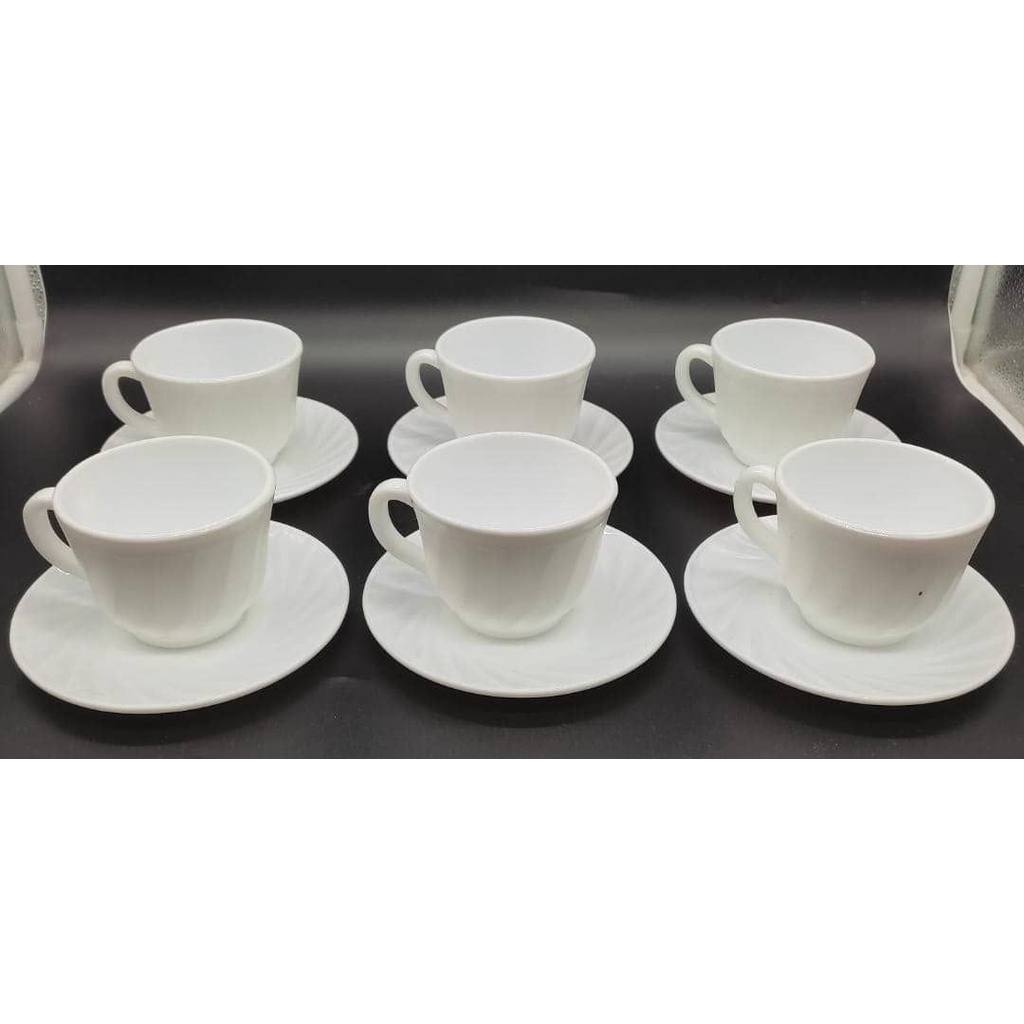 High Quality Opal Cup And Saucer Set/12pcs Cup And Saucer Glass/Set