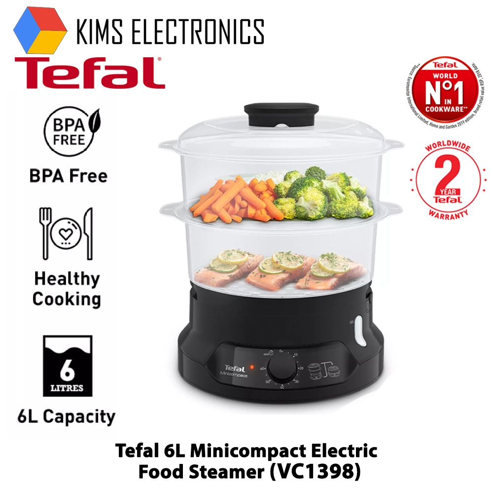 Tefal 6L 2 Layer BPA Free Mini Compact Electric Food Steamer (VC1398