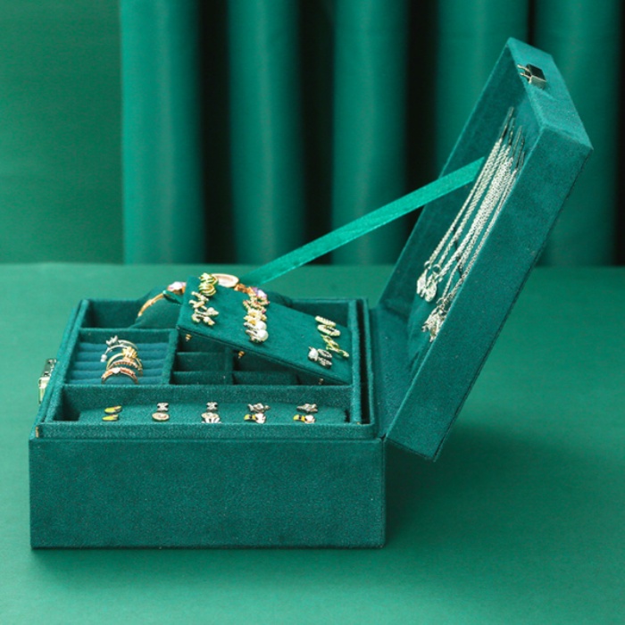 Jewellery Box 2 Layer Flannel Jewelry Box Organizer Jewellery Storage