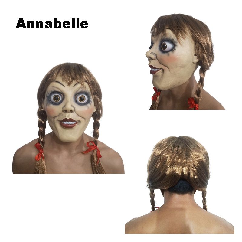 Creepy Annabelle Movie Head Mask Terror Halloween Cosplay Props Latex