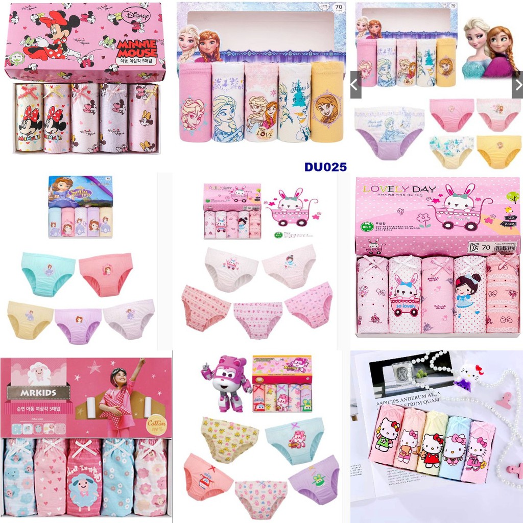 (Malaysia Ready Stock) Cartoon Girl Underwear / Kids Panties Briefs Cotton Cute 5pcs