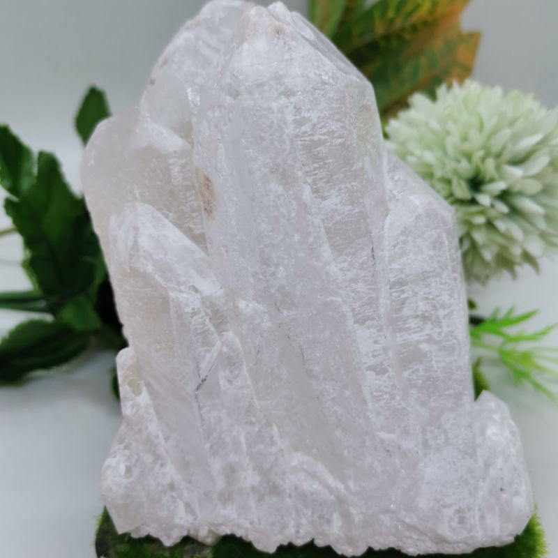 天然白水晶簇摆件 988.5g Natural White Crystal Cluster With Base Display