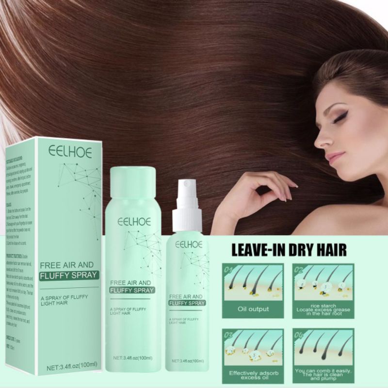 eelhoe 100ml freewash dry hair spray air fluffy deoil head dry and show volume freewash head