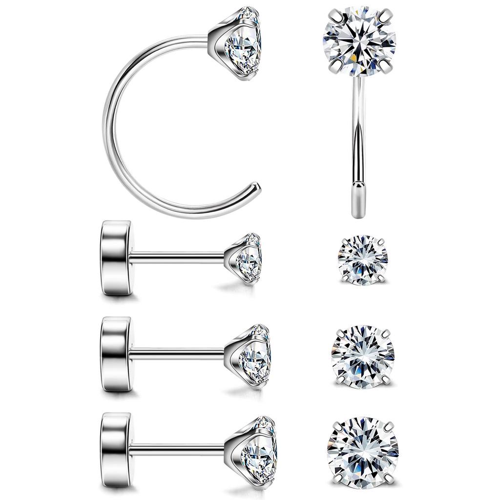 4 Pieces Stainless Steel Earrings Men Women Style Set, Stainless Steel