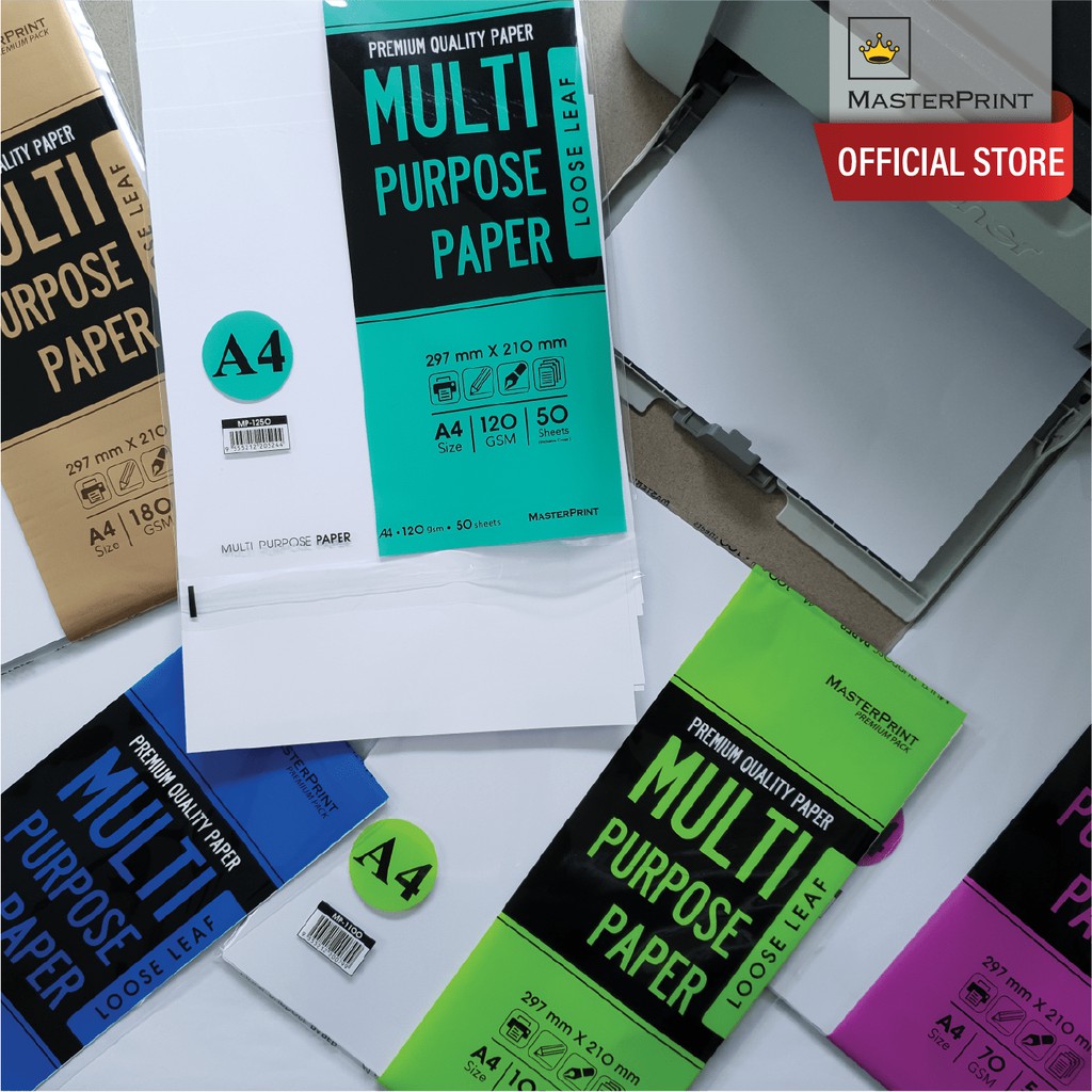Masterprint A4 Copier Paper MultiPurpose Paper (50's/70/80/100/140/180gsm) Shopee Malaysia