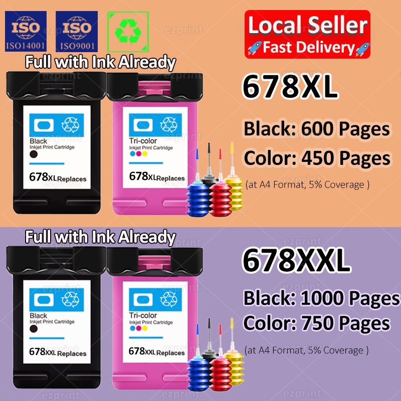 Compatible HP 678XL HP678XXL HP 678 Ink Cartridge HP 678 Refill HP 678