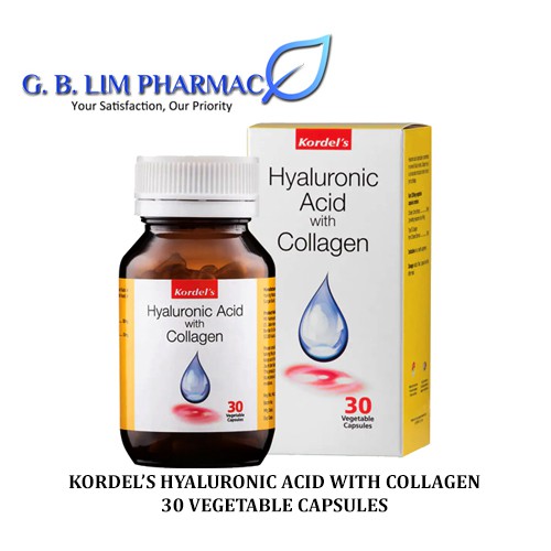 Kordel's Hyaluronic Acid With Collagen 30 VEGETABLE CAPSULES ONE BOTTLE