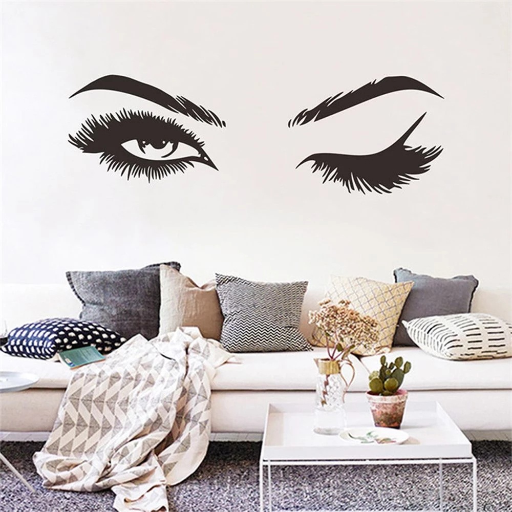 [ Fast Delivery ] Cute Wall Stickers Girl Room Big Eyes Decals Living