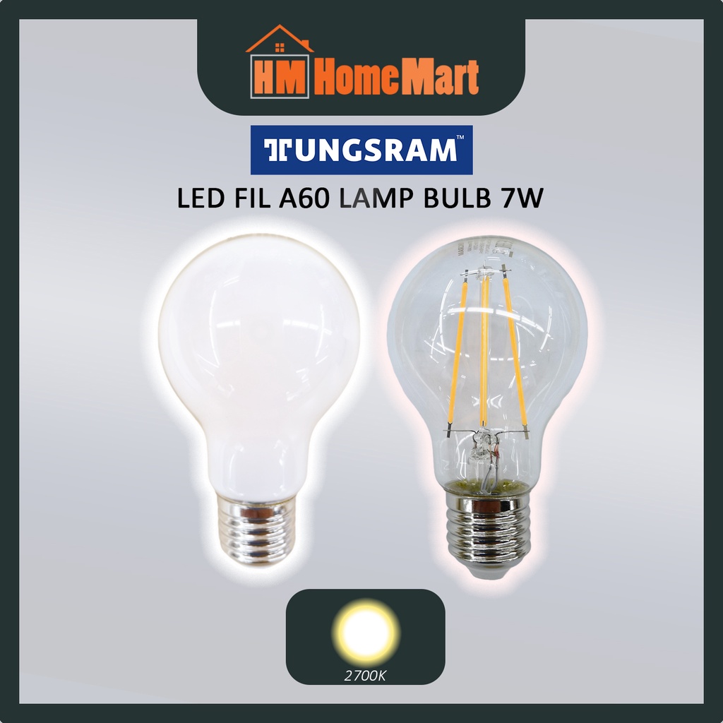 TUNGSRAM 7W E27 A60 Filament LED Lamp Bulb 2700K (Frosted/Clear) (SIRIM