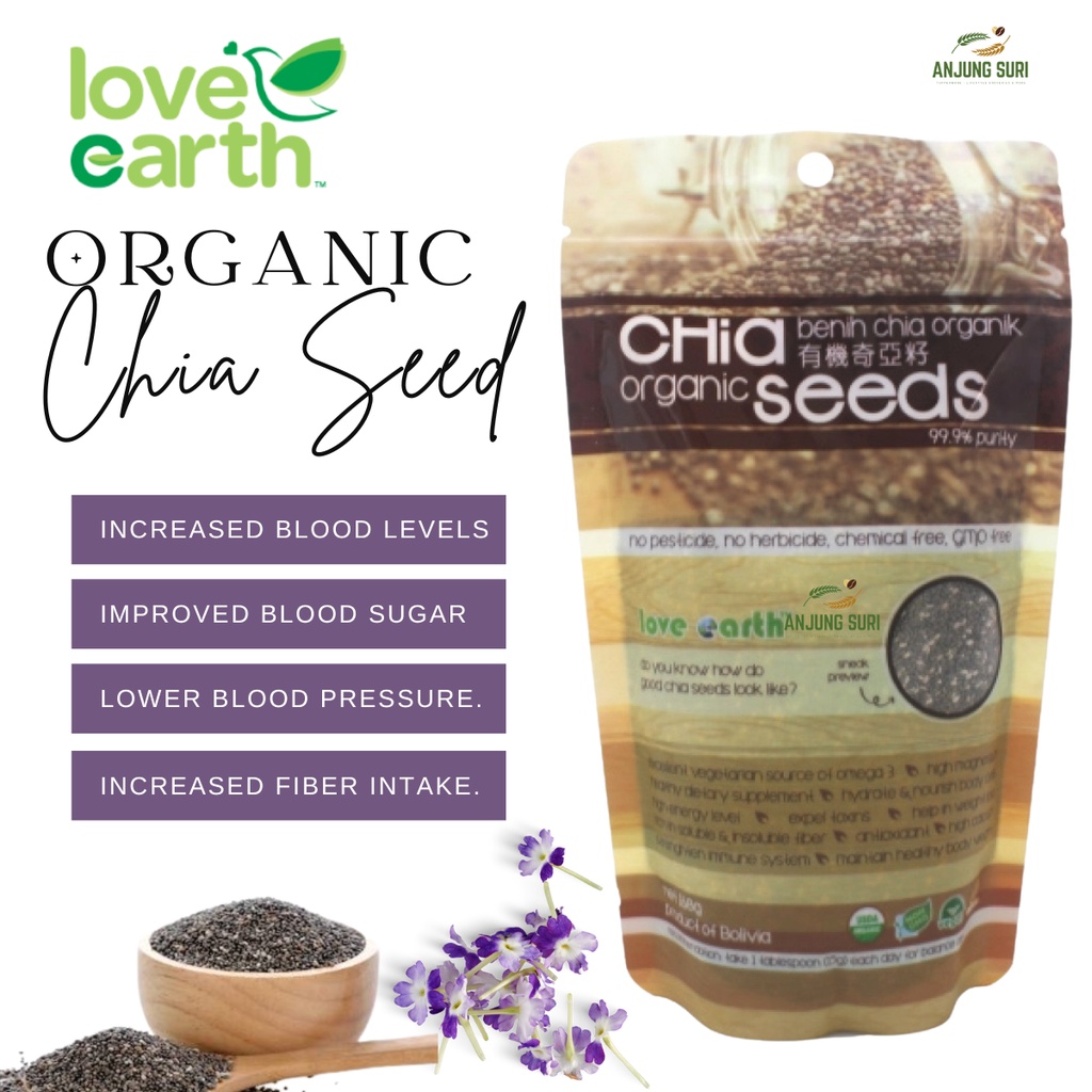 Organic Chia Seeds Love Earth 100 Organic Chia Seed Lower LDL Cholesterol, Regulate Blood