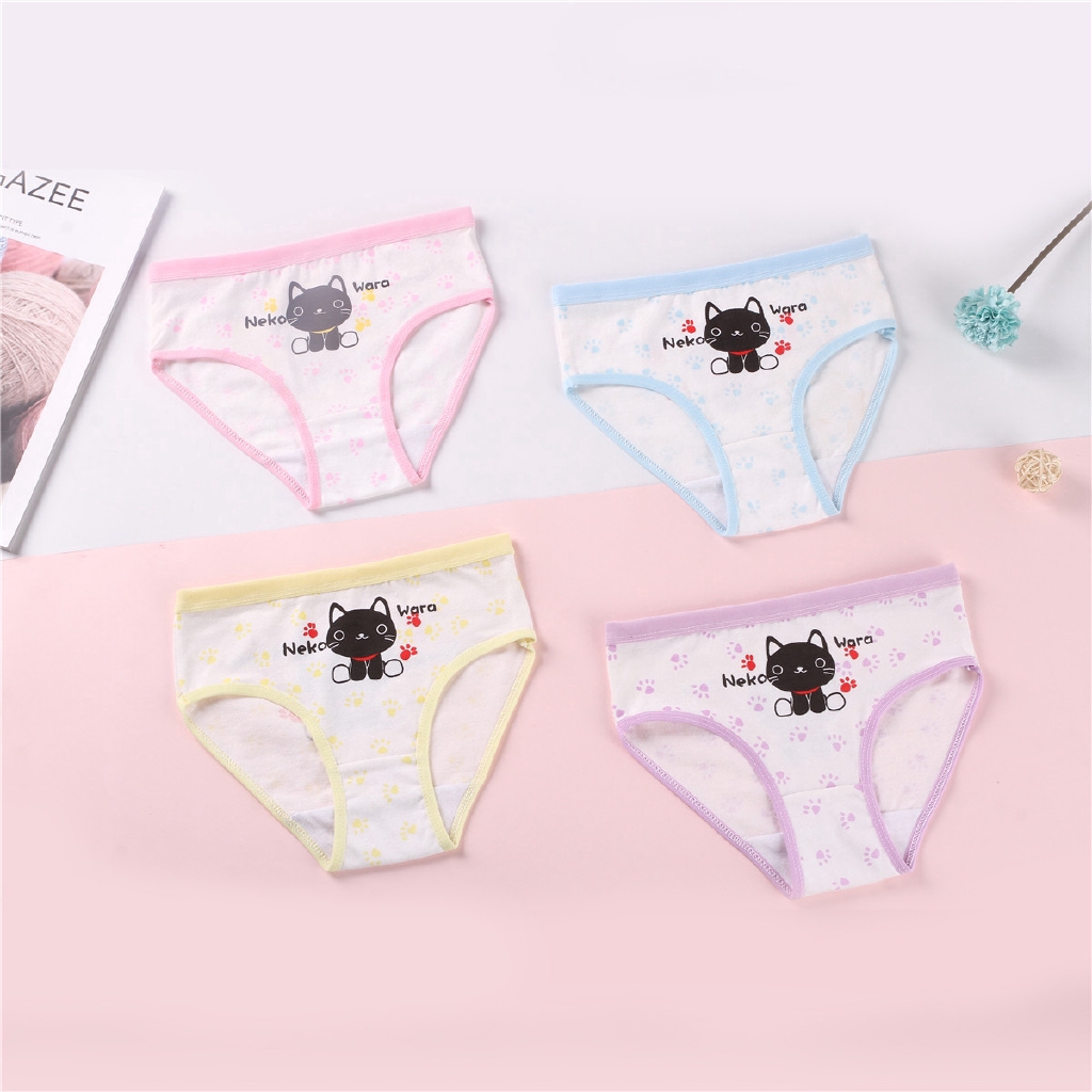 4 Pcs/Lot Children Panties Soft Cotton Cute Cartoon Girl Underwear Soft Breathable Kid