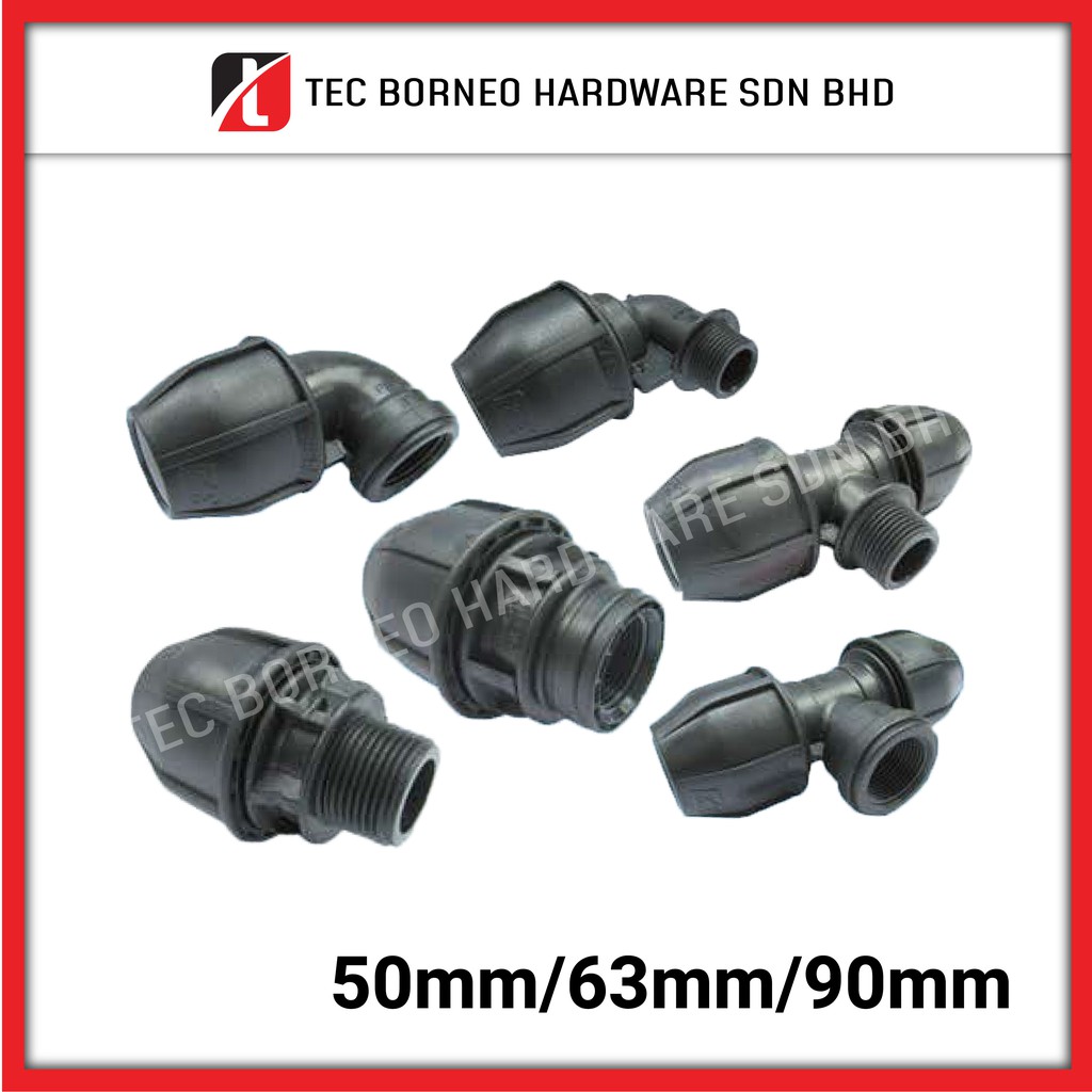 TEC [50mm 63mm 90mm] HDPE Poly Pipe Fitting Penyambung Polypipe Male