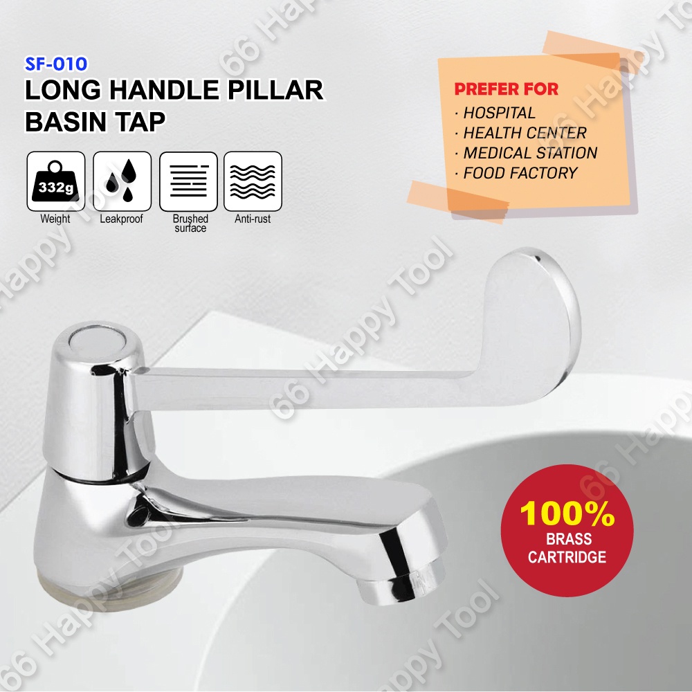 Sofia Pillar Basin Tap Long Handle 16cm Pillar Mounted Brass Cartridge