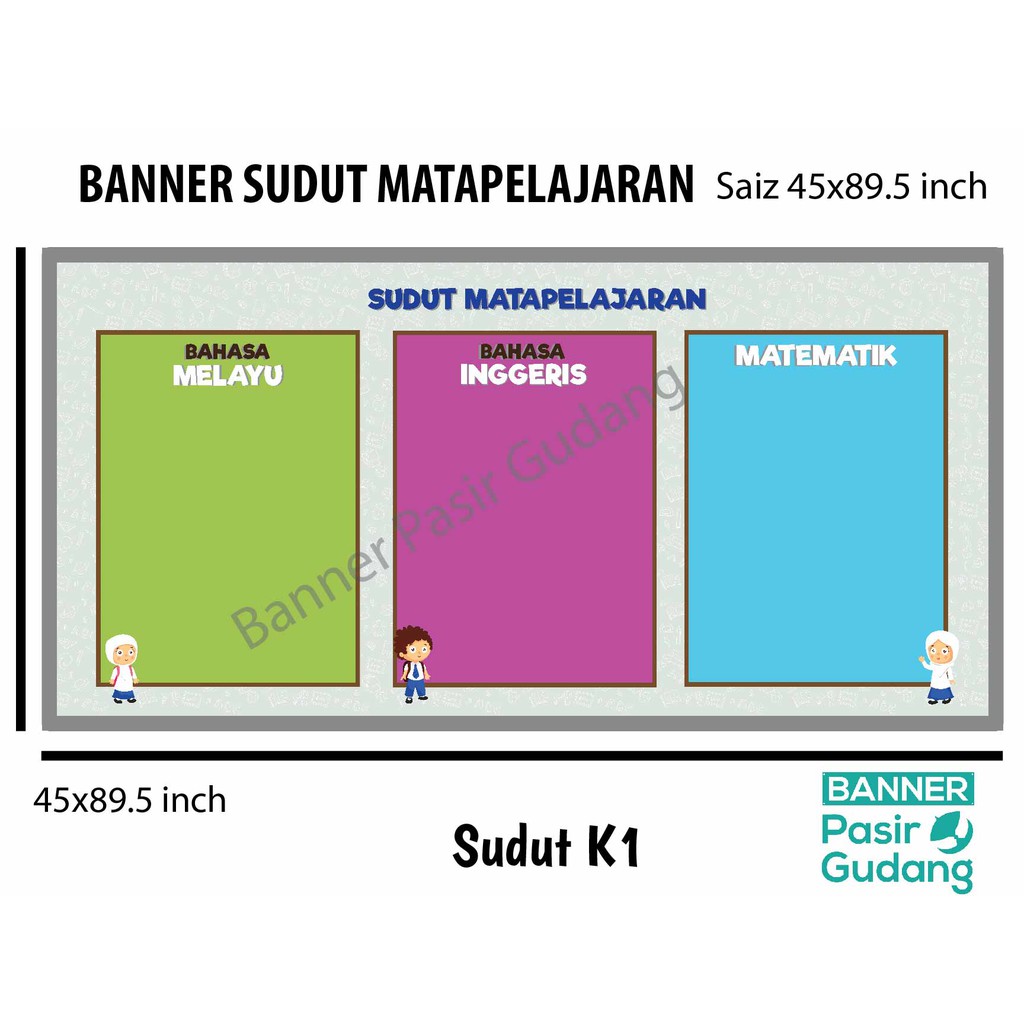 Banner Sudut Matapelajaran saiz penuh board kelas / FULL BOARD 89.5x45inch Shopee Malaysia