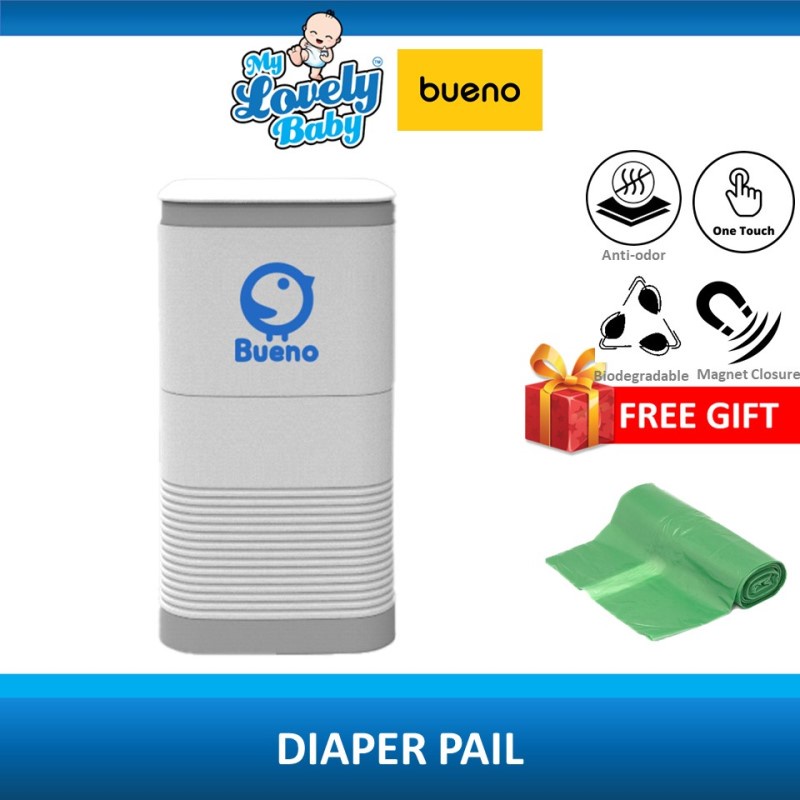 [ FREE RUBBISH BAG ] Bueno Baby Diaper Pail / Nappy Bin / Diaper