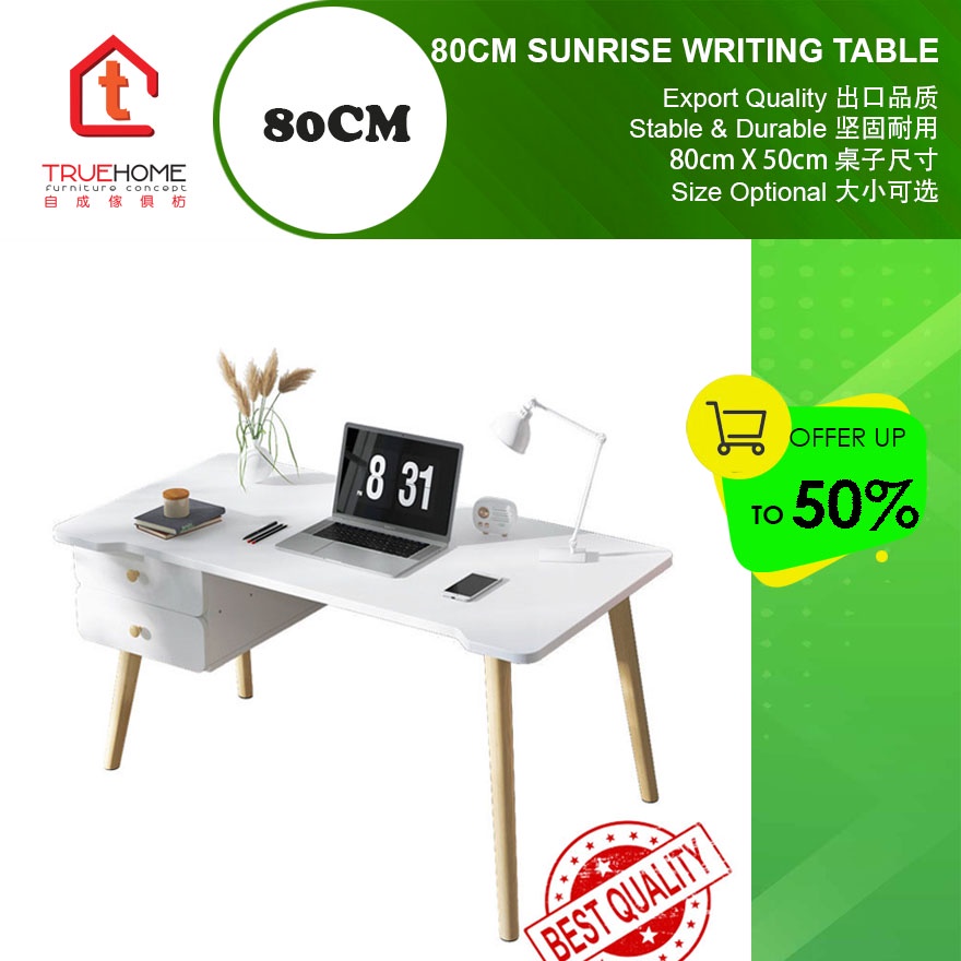 [[ READY STOCK ]] Study Desk Writing Table Meja Belajar Office Table Study Table 2 Drawer Solid