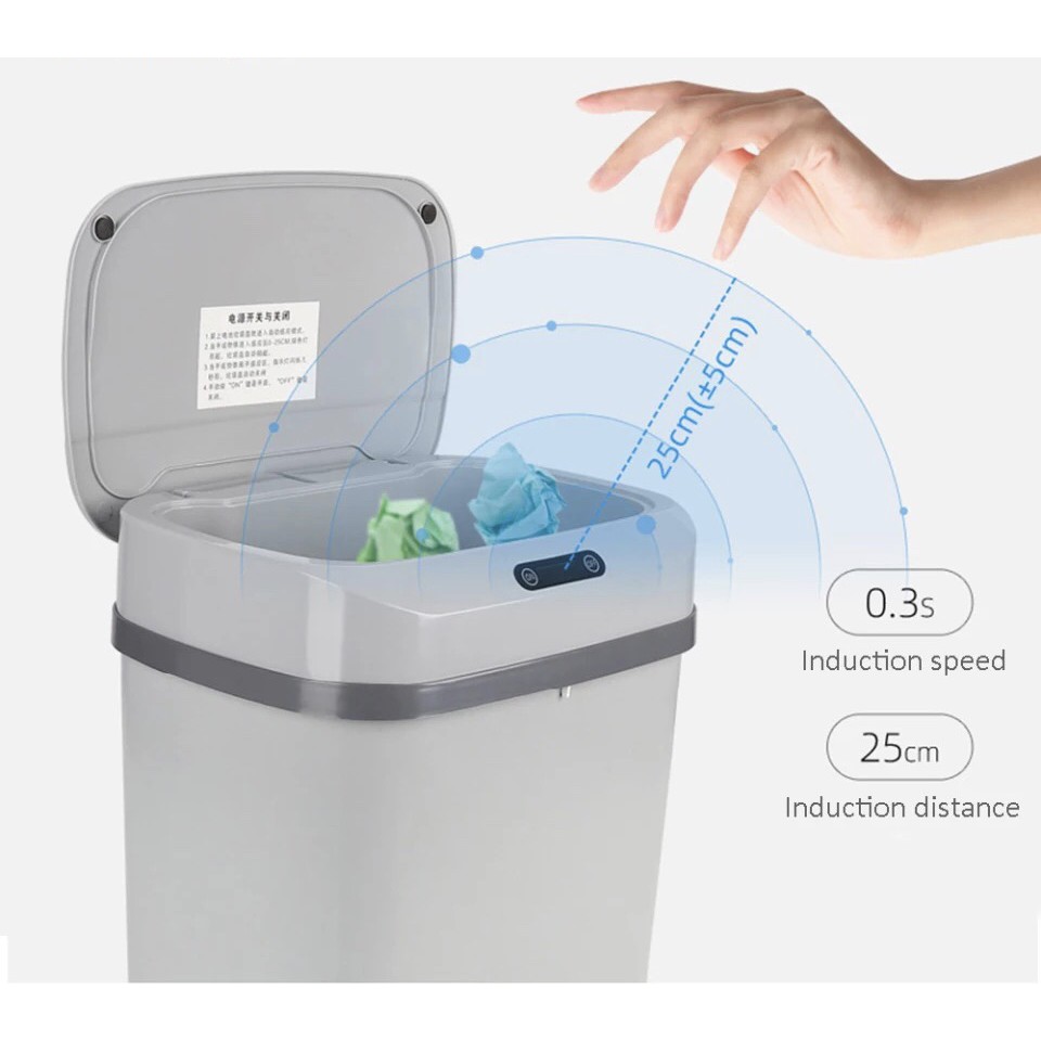 Tong Sampah Automatik 13L Buka Tanpa Sentuh Smart Automatic Trash Can