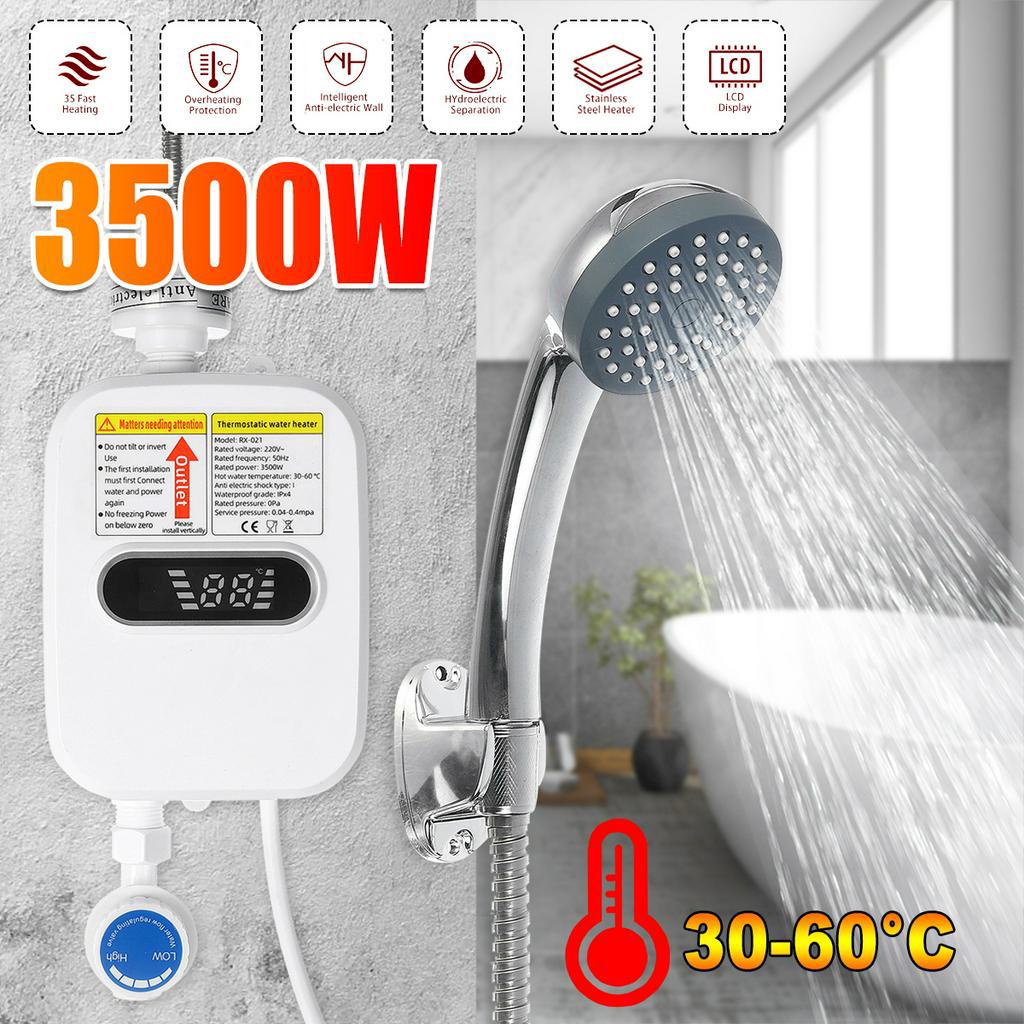 220V 3500W Water Heater Hot Mini Electric Tankless Household Bathroom