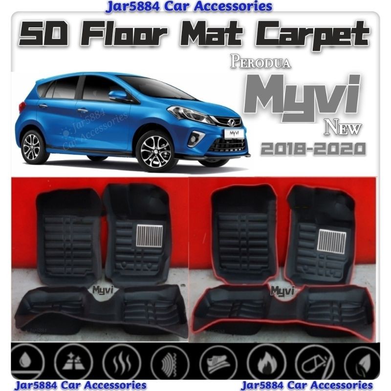 Perodua Myvi 20182022 5D Floor Mat Carpet Car Floor mat Shopee Malaysia