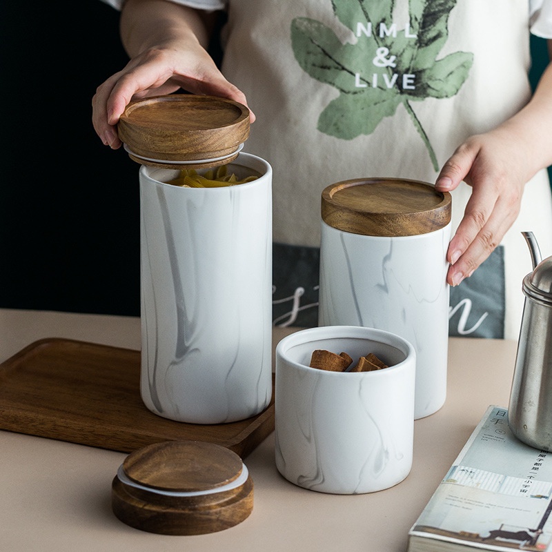 Nordic Marble Ceramic Food Container/ Marble Food Container/ Ceramic