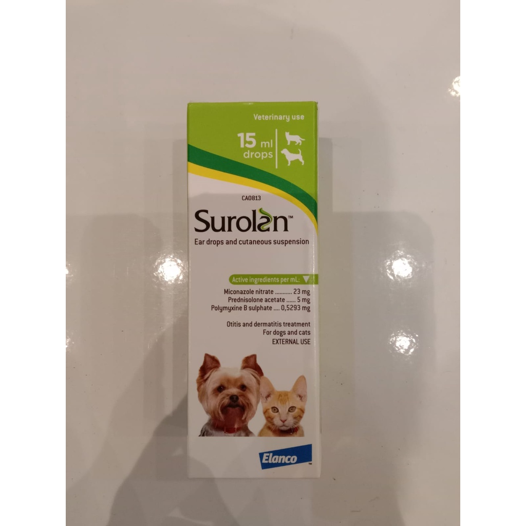 Surolan EAR DROPS AND CUTANEOUS SUSPENSION 15ML DROPS Cat EAR DROPS EAR