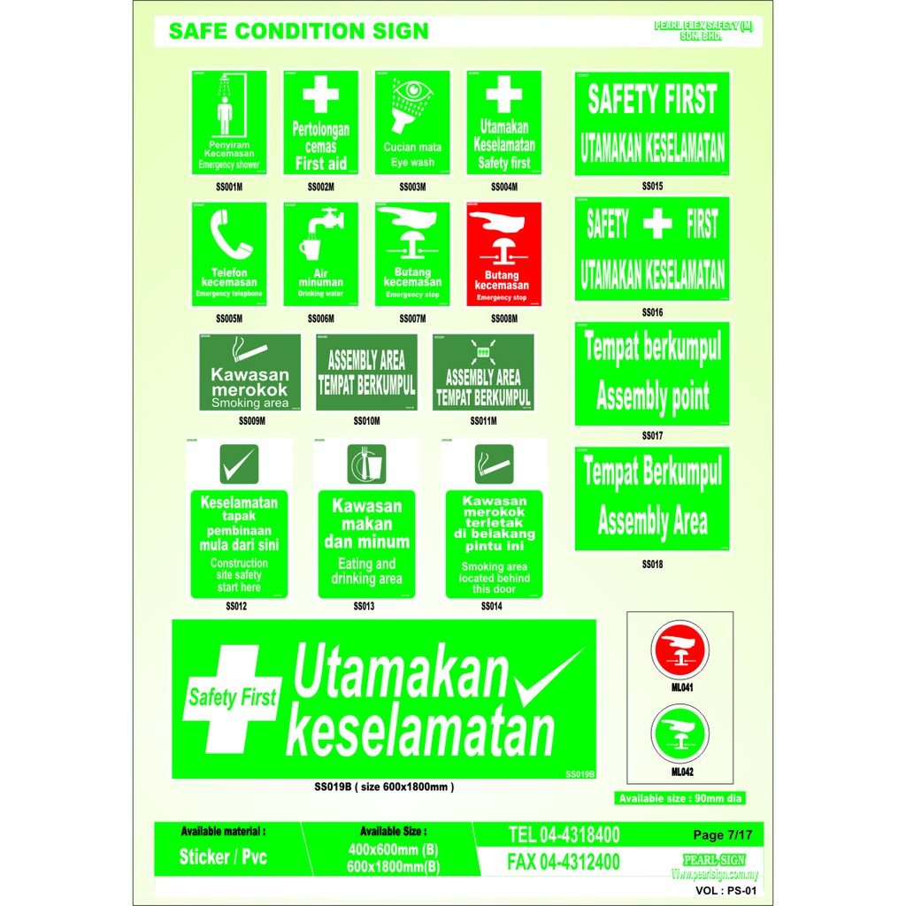 DOSH/JKKP STANDARD SAFE SIGN 150X150MM, 100 X300MM STICKER, PVC FIRST