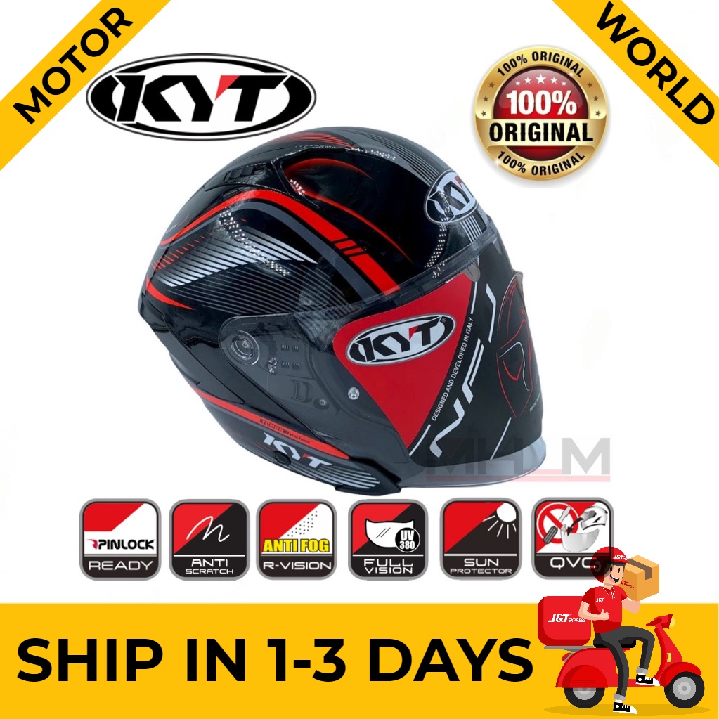 ORIGINAL KYT NFJ RADAR RED DOUBLE VISOR HELMET Shopee Malaysia