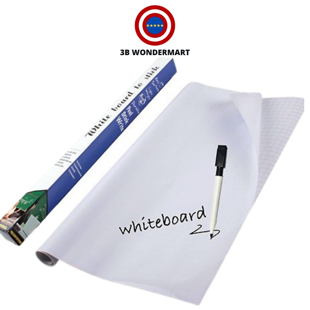 Removable Peel Whiteboard Foil Wall Sticker Marker 45x200cm Tampal