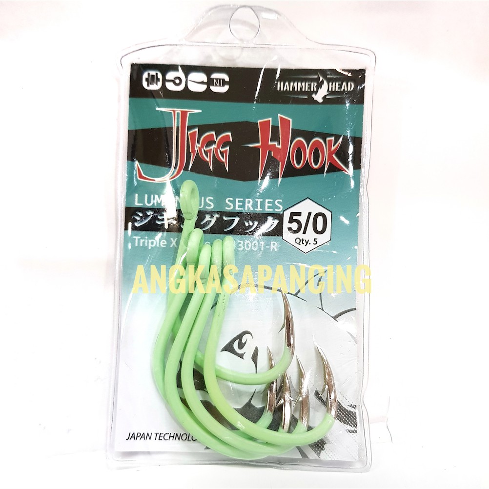 Hammerhead Jig Hook Luminous Glow In Dark Fishing Hook Jigging Hook Gid