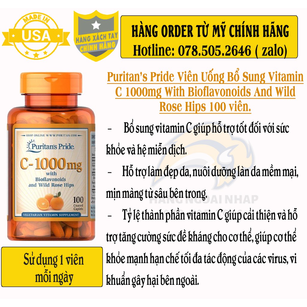 Puritan's Pride Vitamin C Supplement 1000mg With Bioflavonoids And Wild