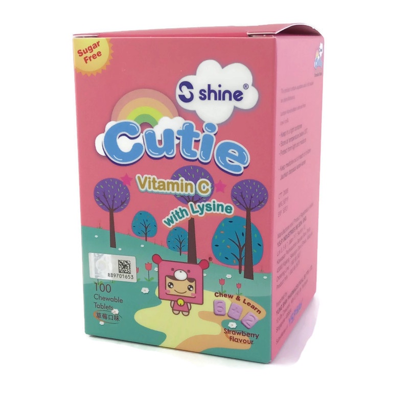 Shine 100's Cutie Vitamin C With Lysine Chewable Tablets (Strawberry