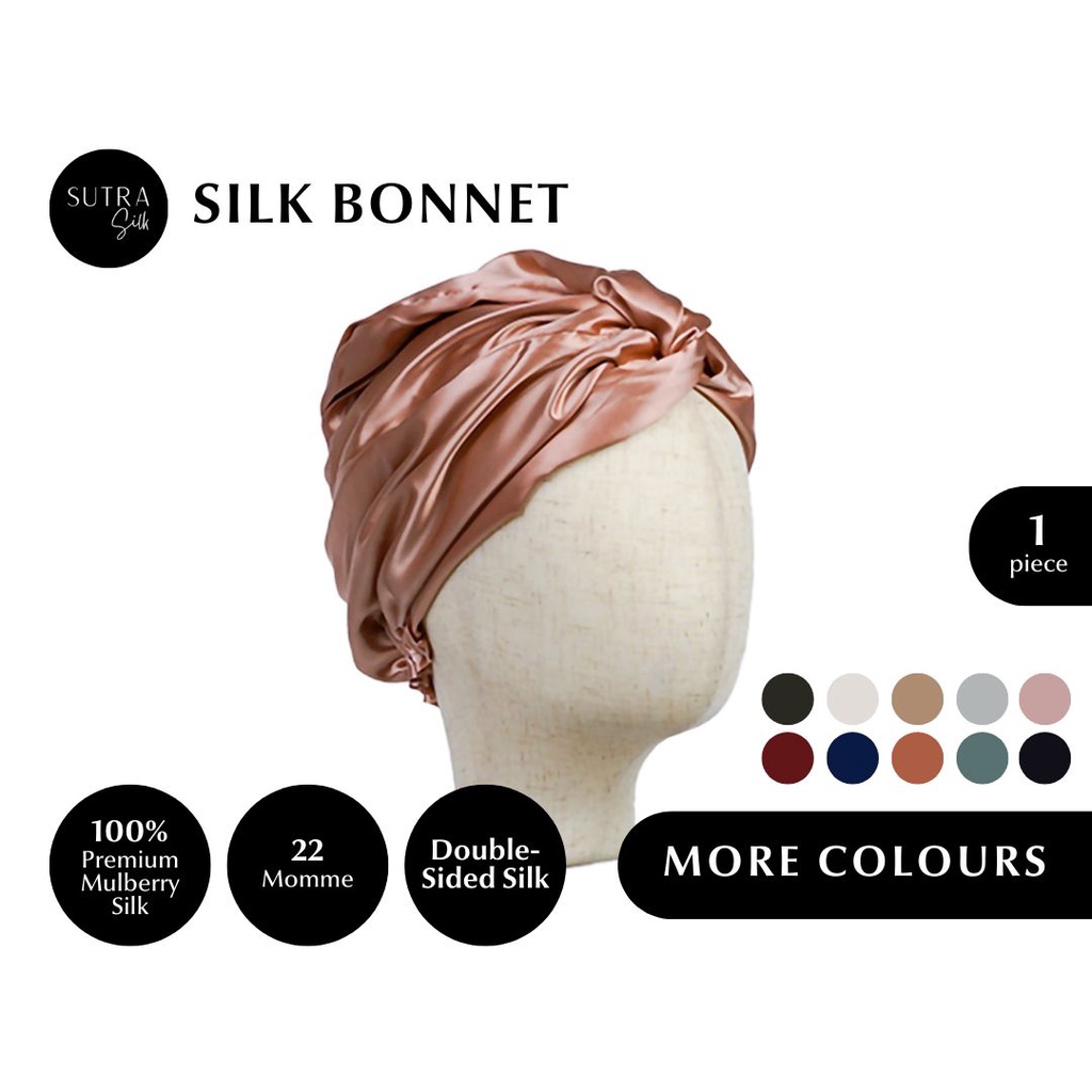 SUTRA SILK DoubleSided Silk 22 momme / Turban, Sleep Cap