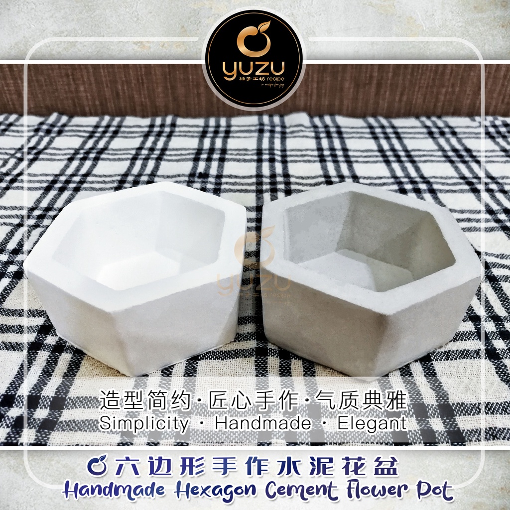 【Handmade Small Hexagon Cement Flower Pot 六边形手作水泥花盆 小】Pasu Bunga