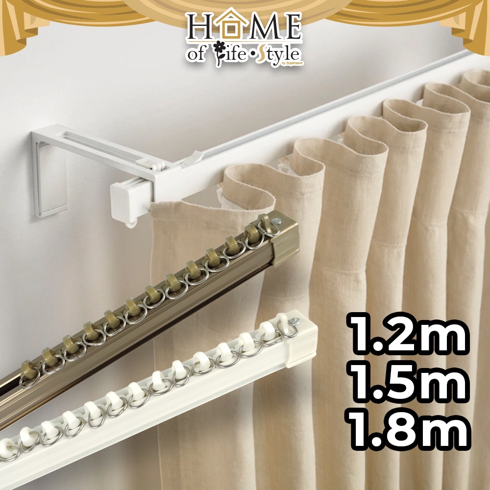 HOLS Aluminium Curtain Rail Rod Langsir Wall Mount Curtain Track
