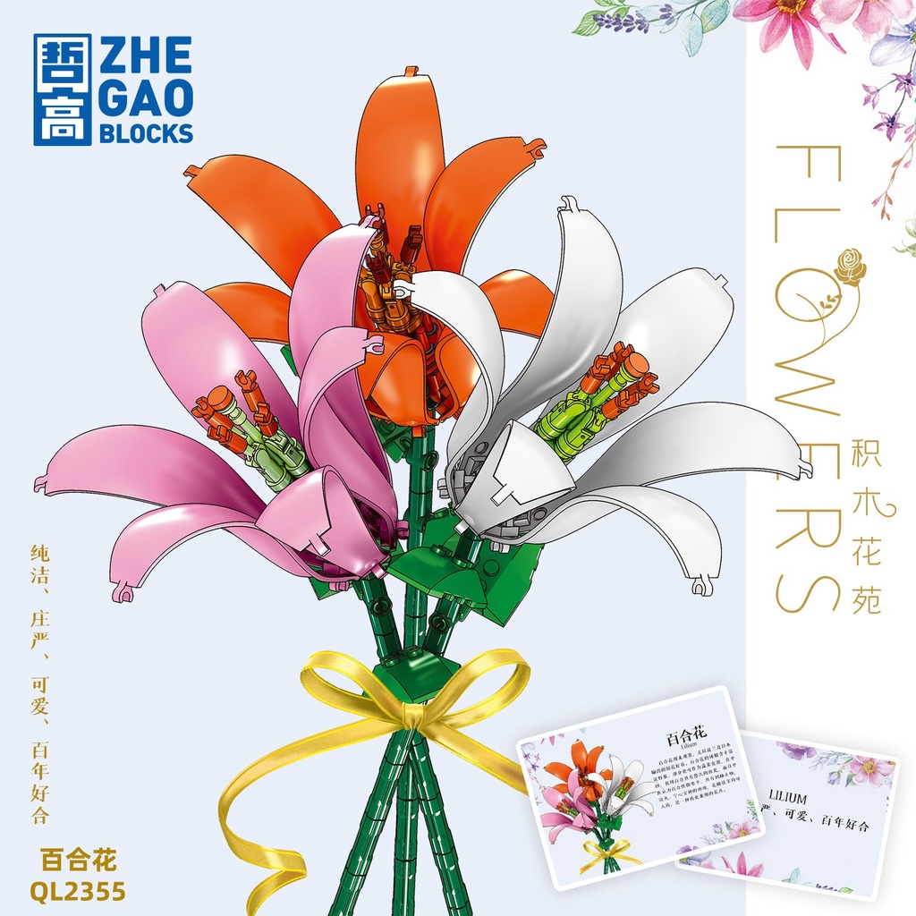 Lego flowers ZHE GAO Building Blocks Flower lego flower bouquet lego