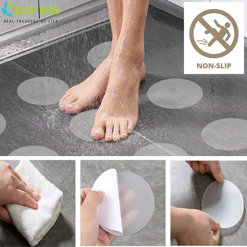DM 10pcs Anti Slip Bath Grip Round Stickers Non Slip Shower Strip Door Pad Luminous Bathtub Mat